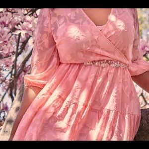 Tea length pink summer floral dress size 20